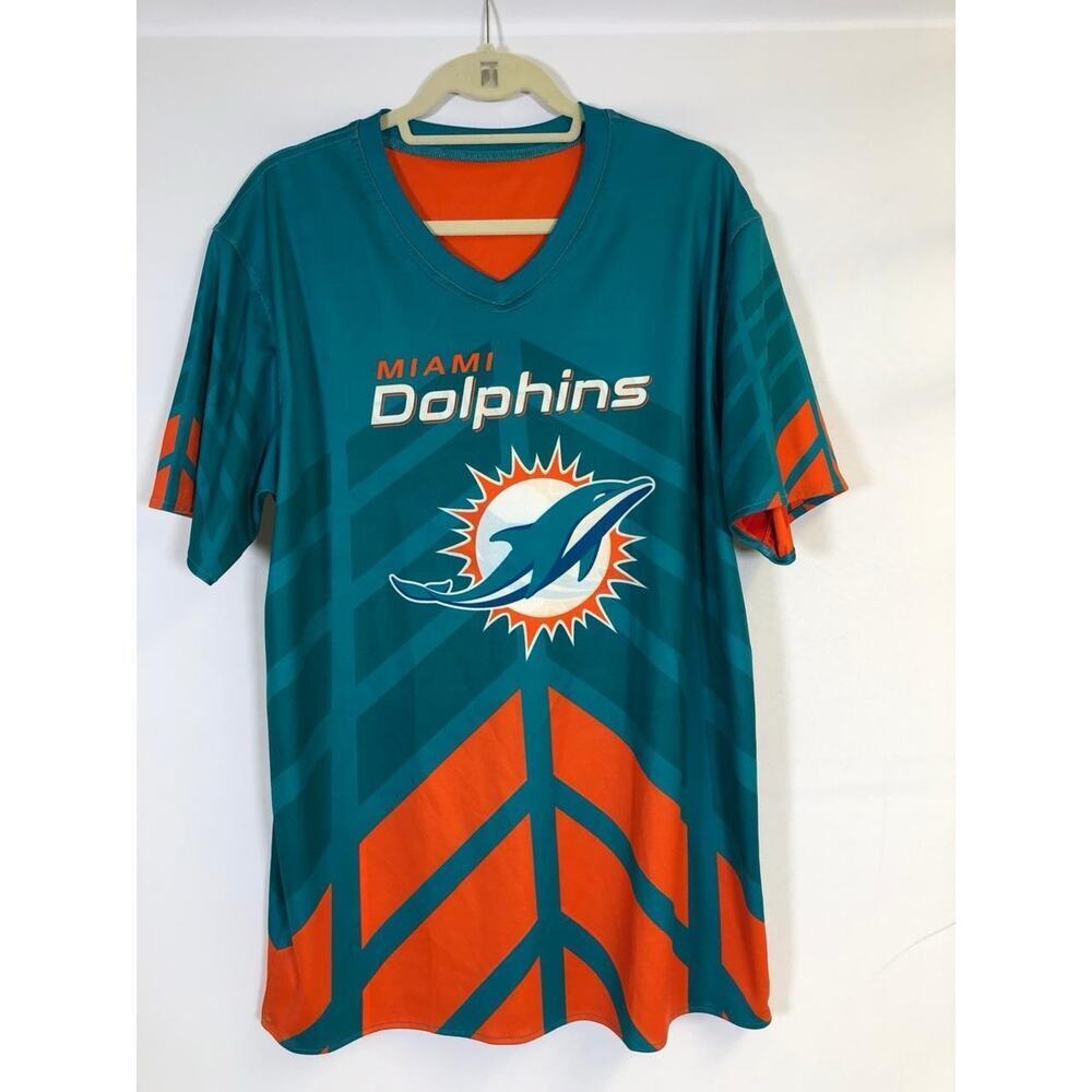 NFL‎ Flag Football teal and orange reversible Miami Dolphins shirt size Adult L
